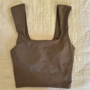FORM Light Brown Sleeveless Yoga Crop Top